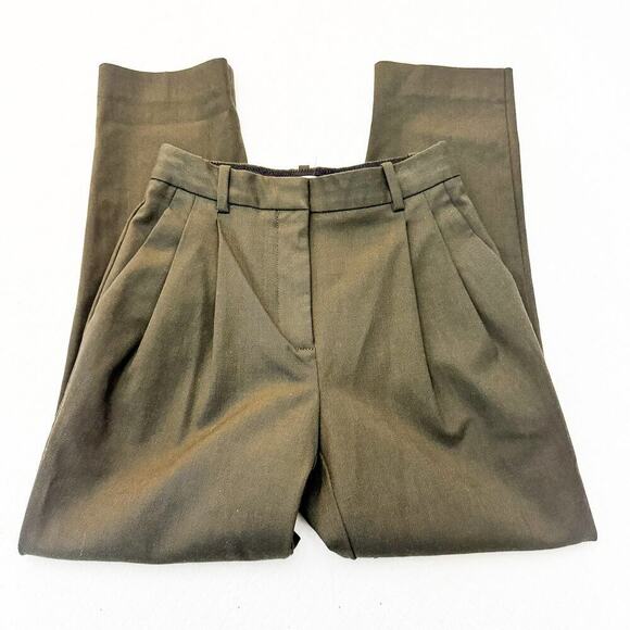 Babaton Olive Green Pleated Slacks Pants Skinny Fit Size 00 - Picture 4 of 9